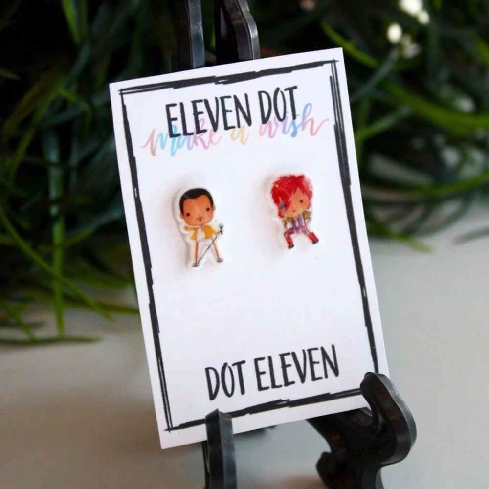 David Bowie Queen Freddie Mercury Stud Earrings